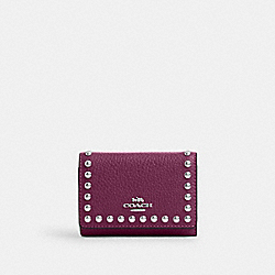 Micro Wallet With Rivets - CM247 - Silver/Deep Berry