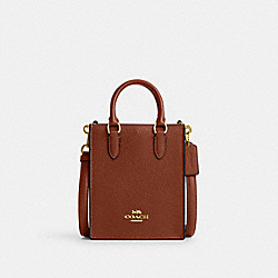 COACH CM249 North South Mini Tote GOLD/REDWOOD