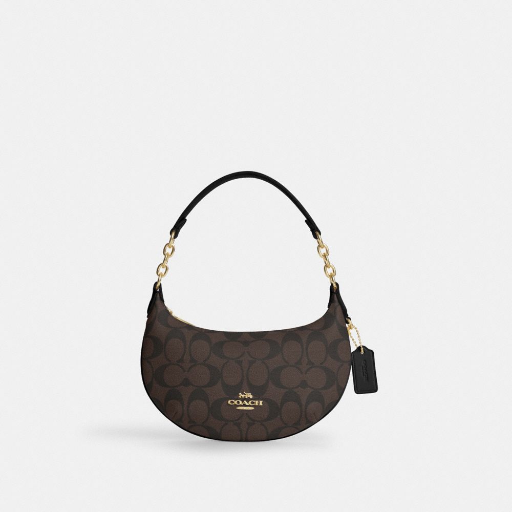 COACH CM273 Mini Payton In Signature Canvas Gold/Brown Black