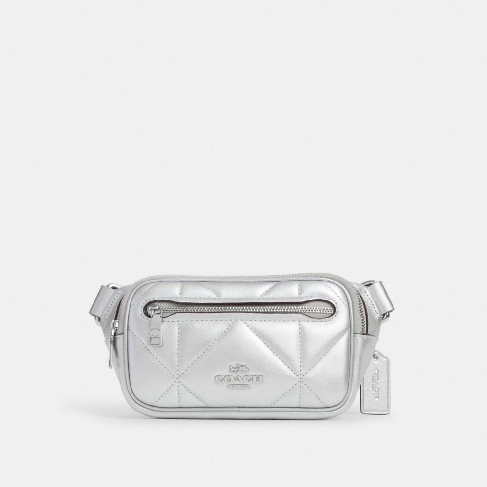 Mini Belt Bag With Puffy Diamond Quilting - CM277 - Silver/Metallic Silver