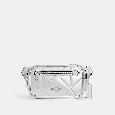 COACH CM277 Mini Belt Bag With Puffy Diamond Quilting Silver/Metallic-Silver