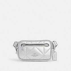 Mini Belt Bag With Puffy Diamond Quilting - CM277 - Silver/Metallic Silver