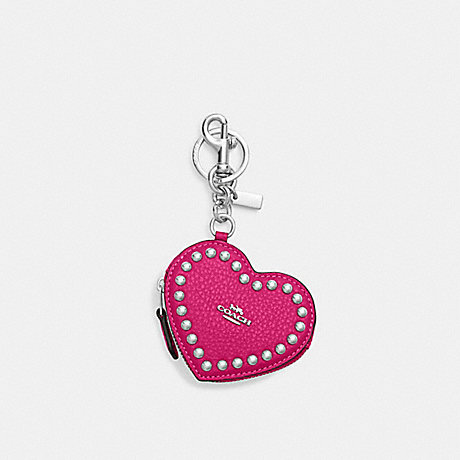 COACH CM311 Heart Pouch With Rivets Silver/Cerise