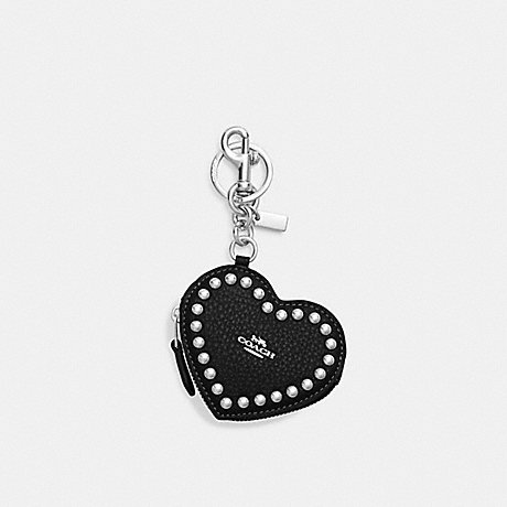 COACH CM311 Heart Pouch With Rivets Silver/Black