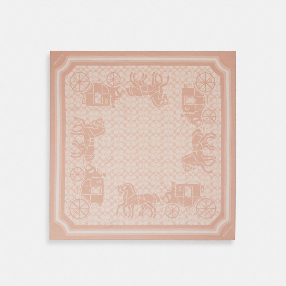 Signature Horse And Carriage Silk Square Scarf - CM321 - Nude