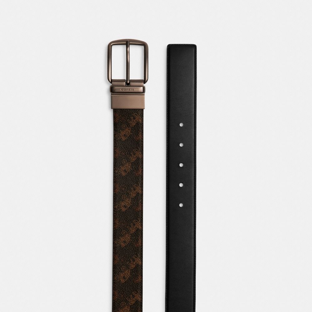 馬具扣環馬車主題圖案印花雙面腰帶，長度可自由裁剪，38毫米