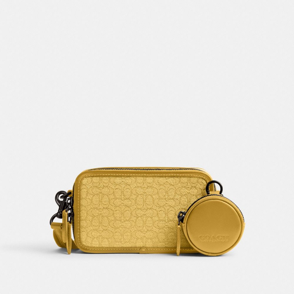 COACH CM372 Charter Slim Crossbody In Micro Signature Jacquard YELLOW/FLAX