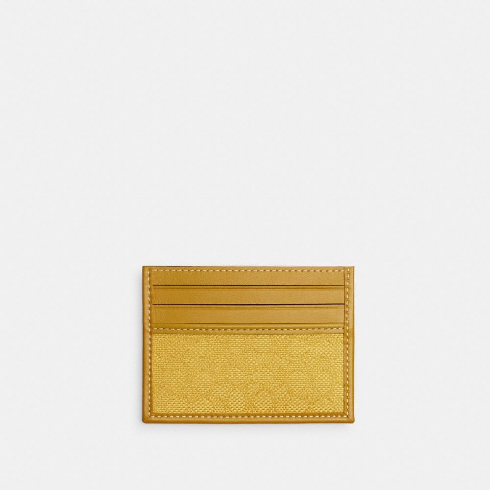 COACH CM381 Card Case In Micro Signature Jacquard YELLOW/FLAX