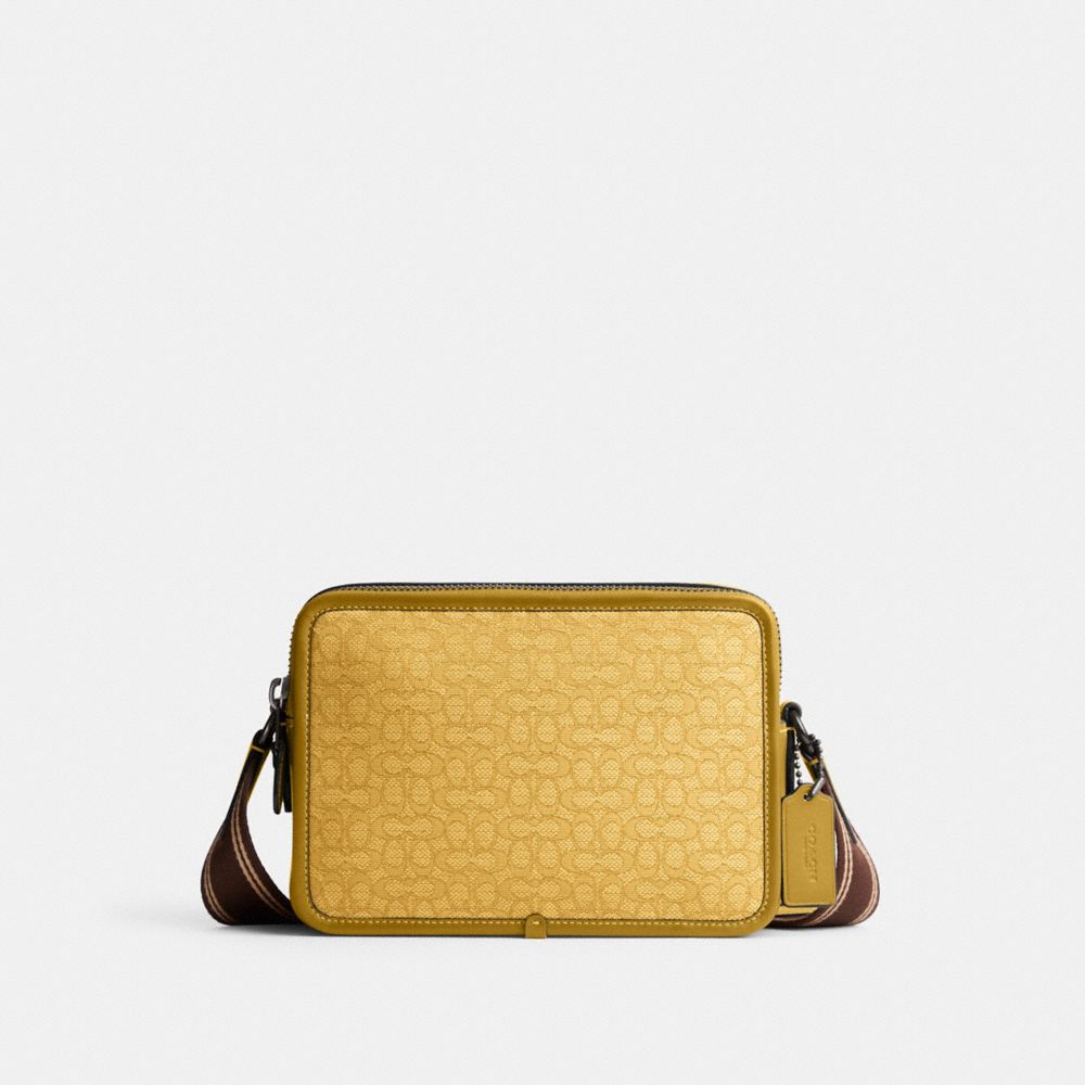 Charter Crossbody 24 In Micro Signature Jacquard - CM383 - Yellow/Flax