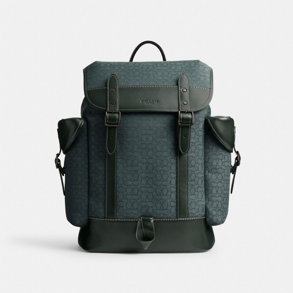 COACH CM387 Hitch Backpack In Micro Signature Jacquard AMAZON GREEN