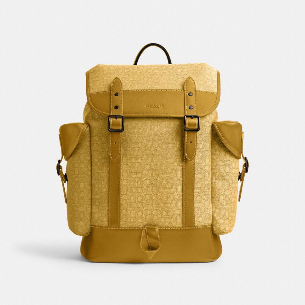 Hitch Backpack In Micro Signature Jacquard - CM387 - Yellow/Flax