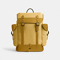 COACH CM387 Hitch Backpack In Micro Signature Jacquard YELLOW/FLAX
