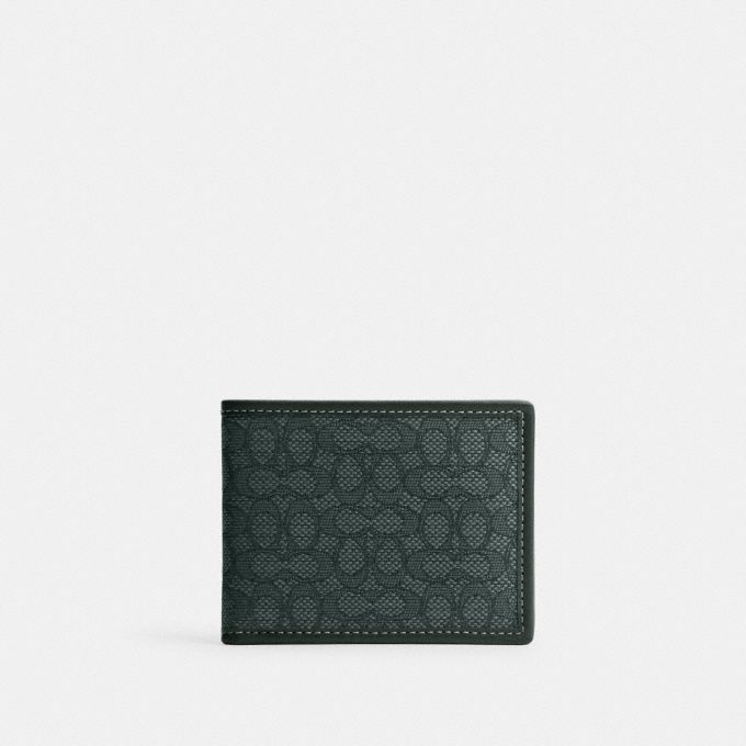 Slim billfold top wallet coach