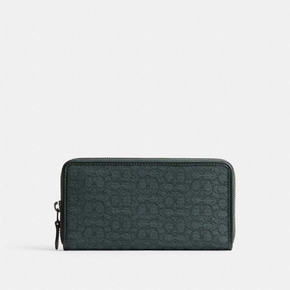 COACH CM401 Accordion Wallet In Micro Signature Jacquard AMAZON GREEN