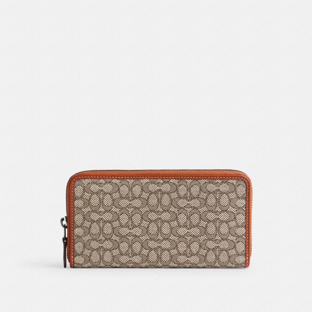 Accordion Wallet In Micro Signature Jacquard - CM401 - Cocoa/Burnished Amber