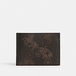 Slim Billfold Wallet With Large Horse And Carriage Print - CM407 - Truffle/Burnished Amber