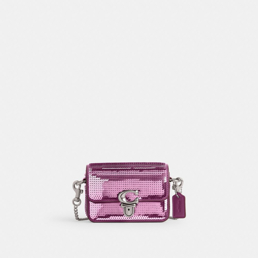 COACH CM429 Studio Bag 12 With Sequins SILVER/DARK MAGENTA