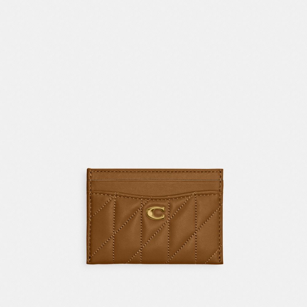 COACH&reg;,Essential Card Case With Pillow Quilting,Leather,Card Case,Metal,Logo,Casual,,Front View