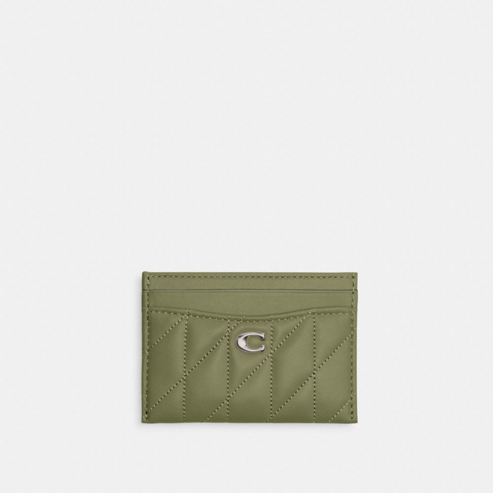 COACH CM434 Essential Card Case With Pillow Quilting LIGHT ANTIQUE NICKEL/MOSS