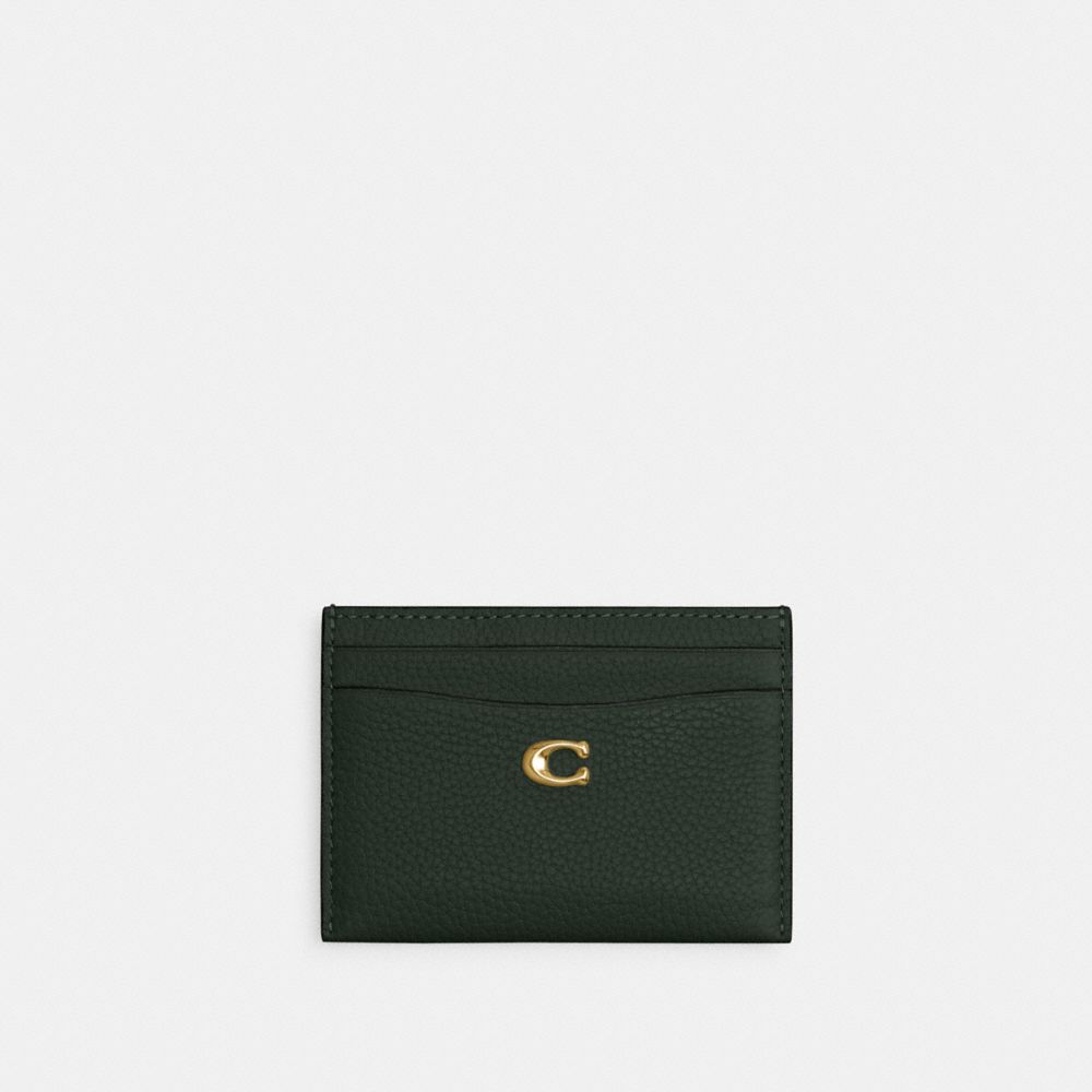 COACH CM436 Essential Card Case BRASS/AMAZON GREEN