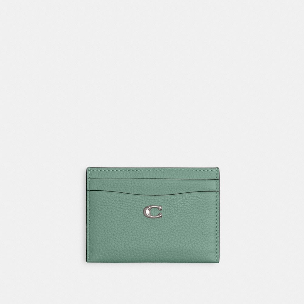 COACH CM436 Essential Card Case SILVER/AQUAMARINE