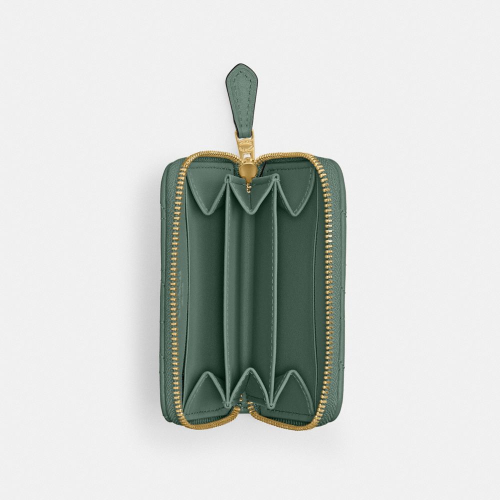 SMALL ZIP AROUND CARD CASE WITH PILLOW QUILTING