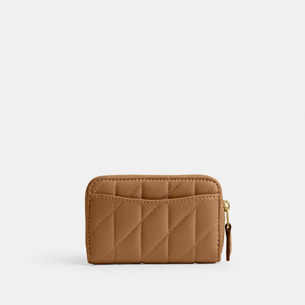 SMALL ZIP AROUND CARD CASE WITH PILLOW QUILTING