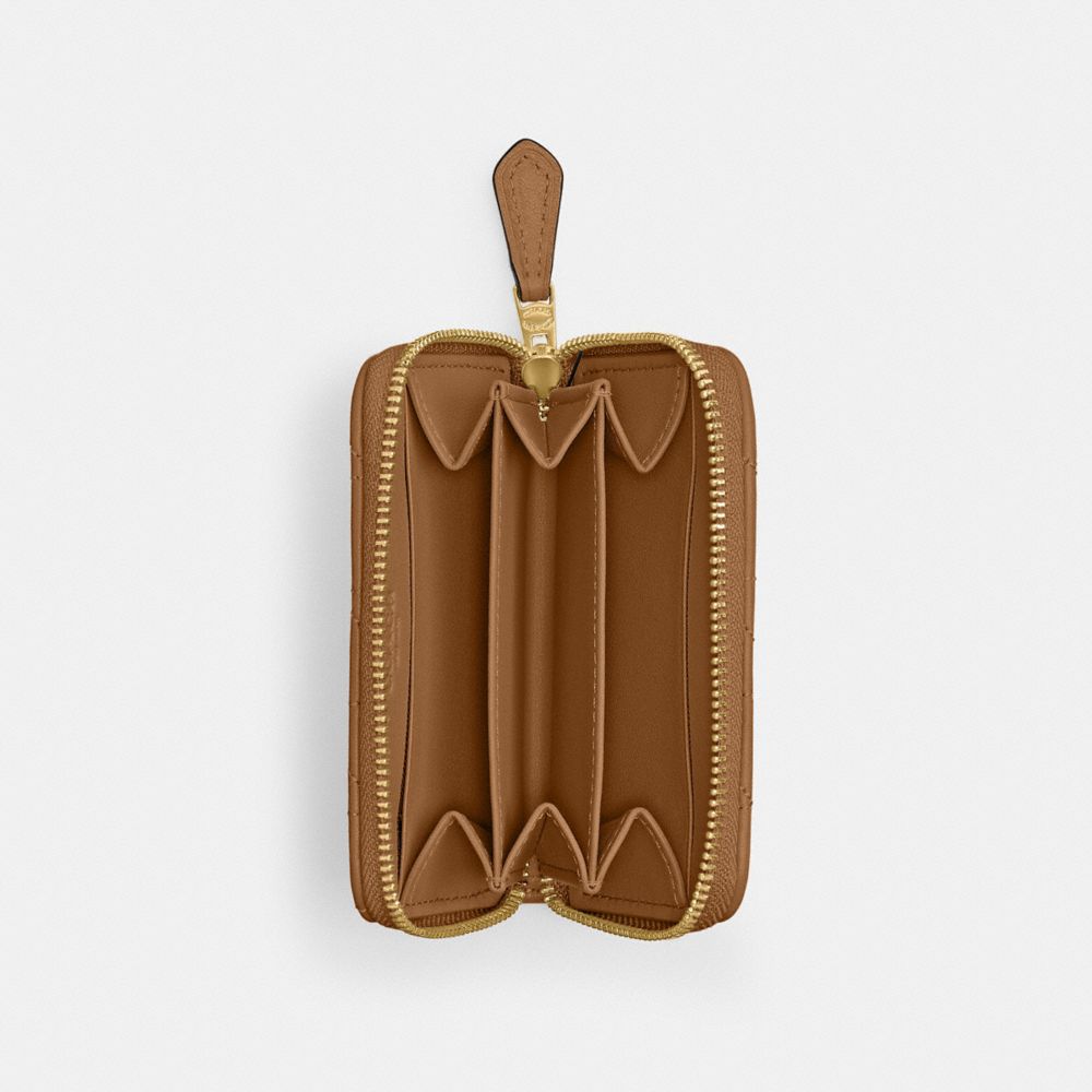 SMALL ZIP AROUND CARD CASE WITH PILLOW QUILTING