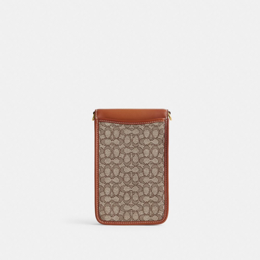 迷你經典 SIGNATURE 緹花面料斜背手機包