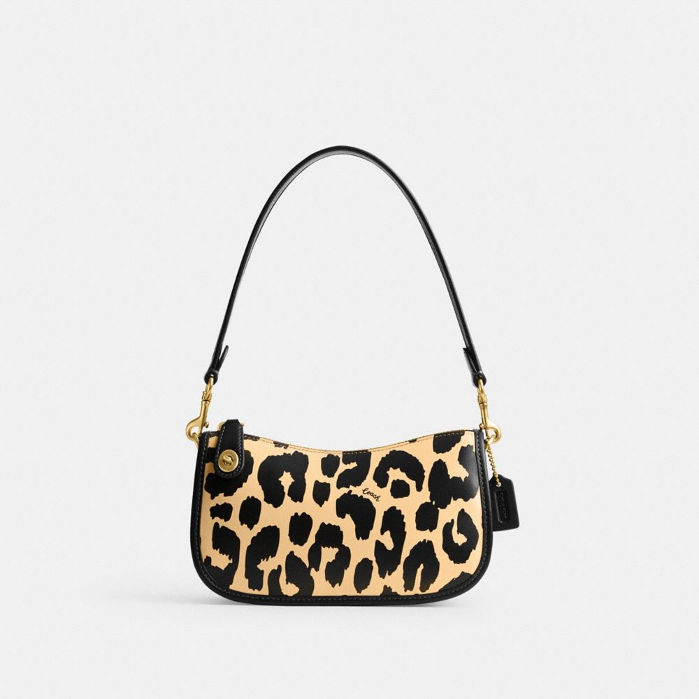 COACH CM513 Swinger Bag 20 With Leopard Print BRASS/LEOPARD