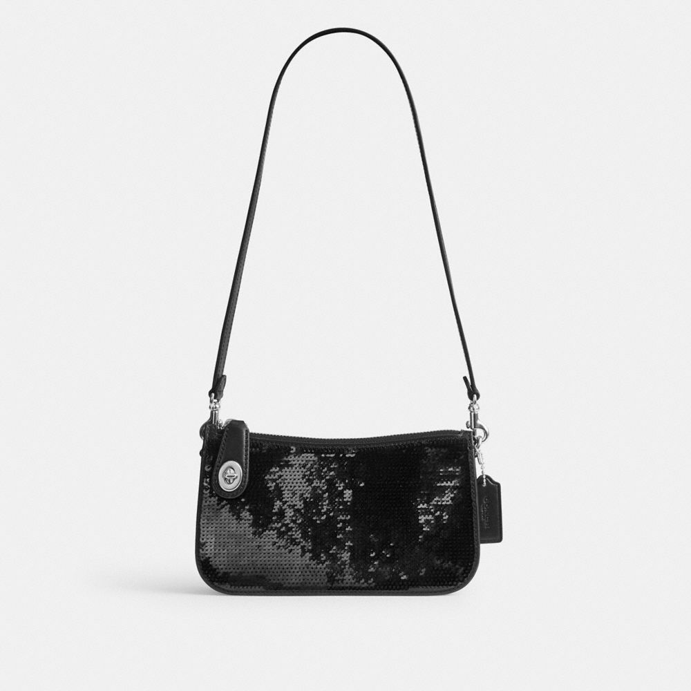 COACH CM547 Penn Shoulder Bag With Sequins SILVER/BLACK