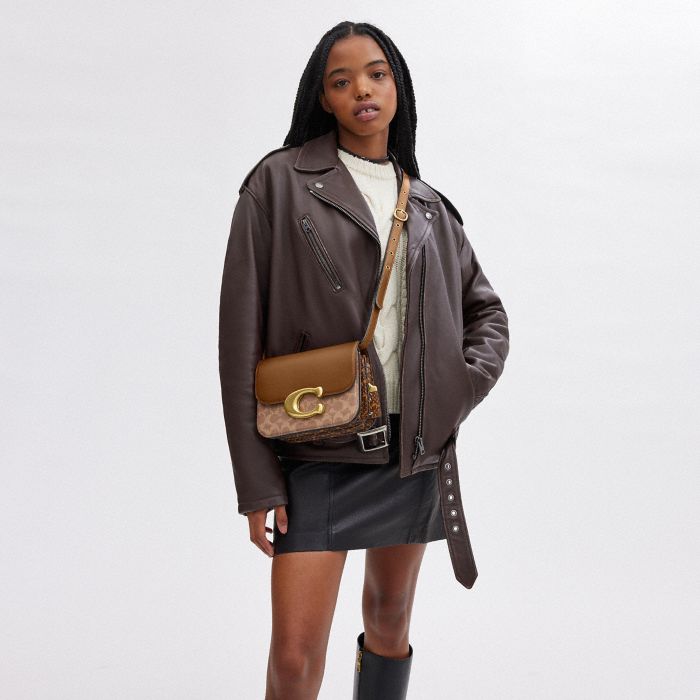IDOL BAG IN SIGNATURE CANVAS WITH SNAKESKIN DETAIL