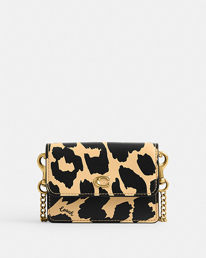 HALF FLAP CARD CASE WITH LEOPARD PRINT