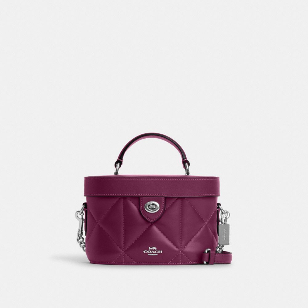 Kay Crossbody With Puffy Diamond Quilting - CM733 - Silver/Deep Berry