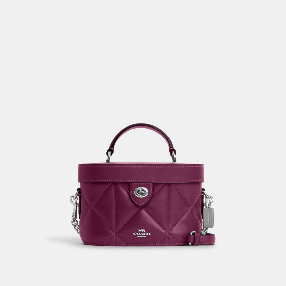 COACH CM733 Kay Crossbody With Puffy Diamond Quilting Silver/Deep Berry