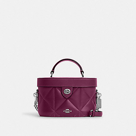 COACH CM733 Kay Crossbody With Puffy Diamond Quilting Silver/Deep-Berry