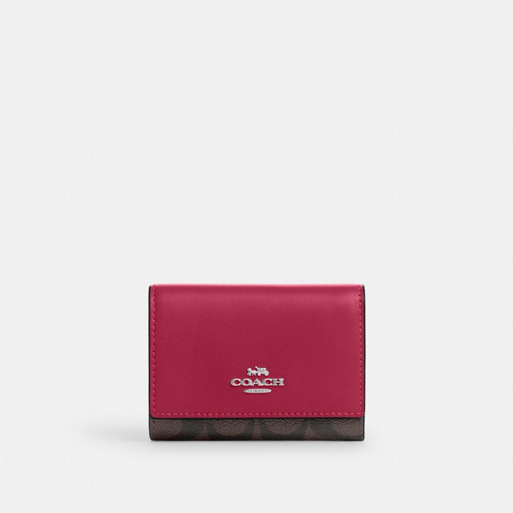 Micro Wallet In Signature Canvas - CM761 - Silver/Brown/Bright Violet