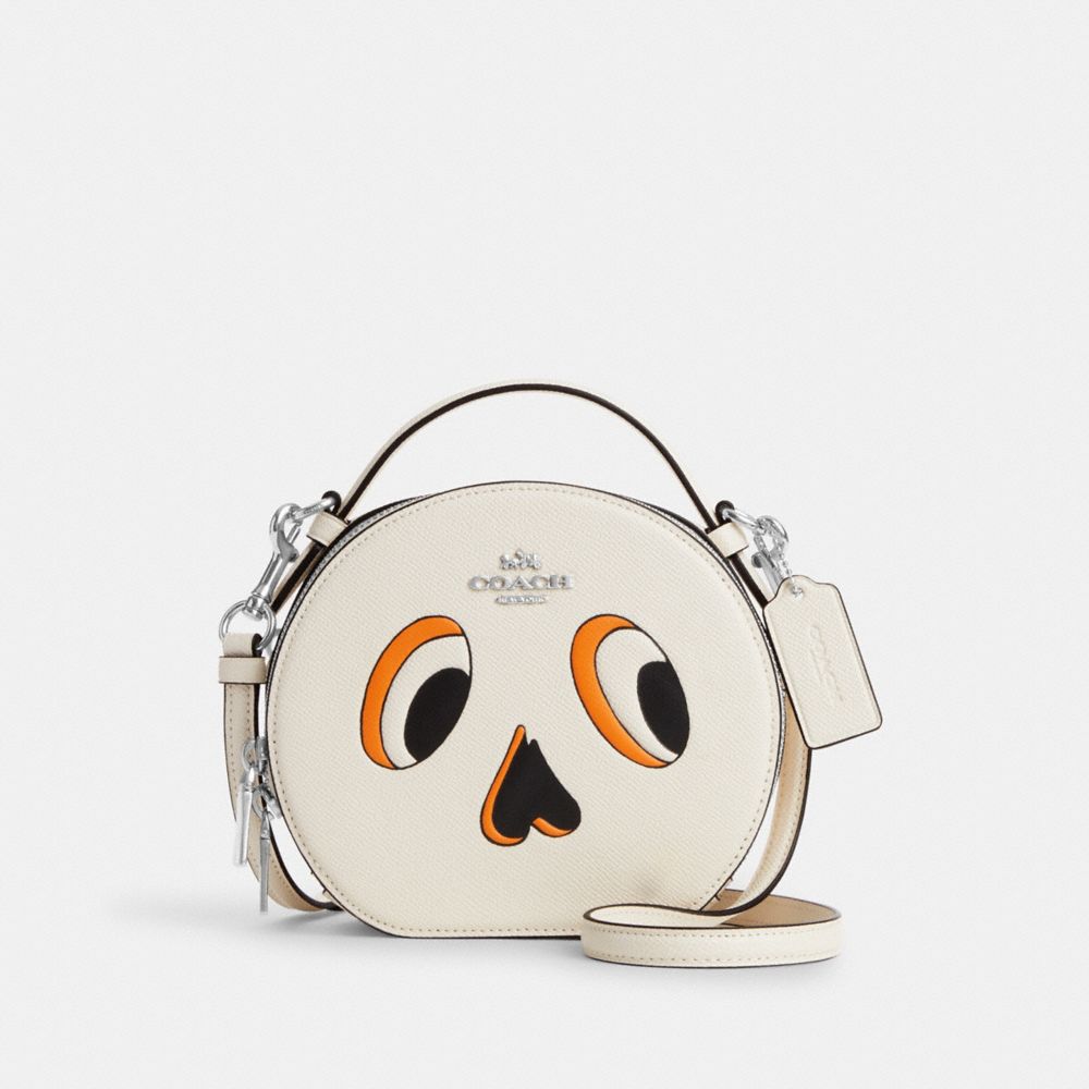 Canteen Crossbody With Halloween Skeleton - CM767 - Silver/Chalk Multi