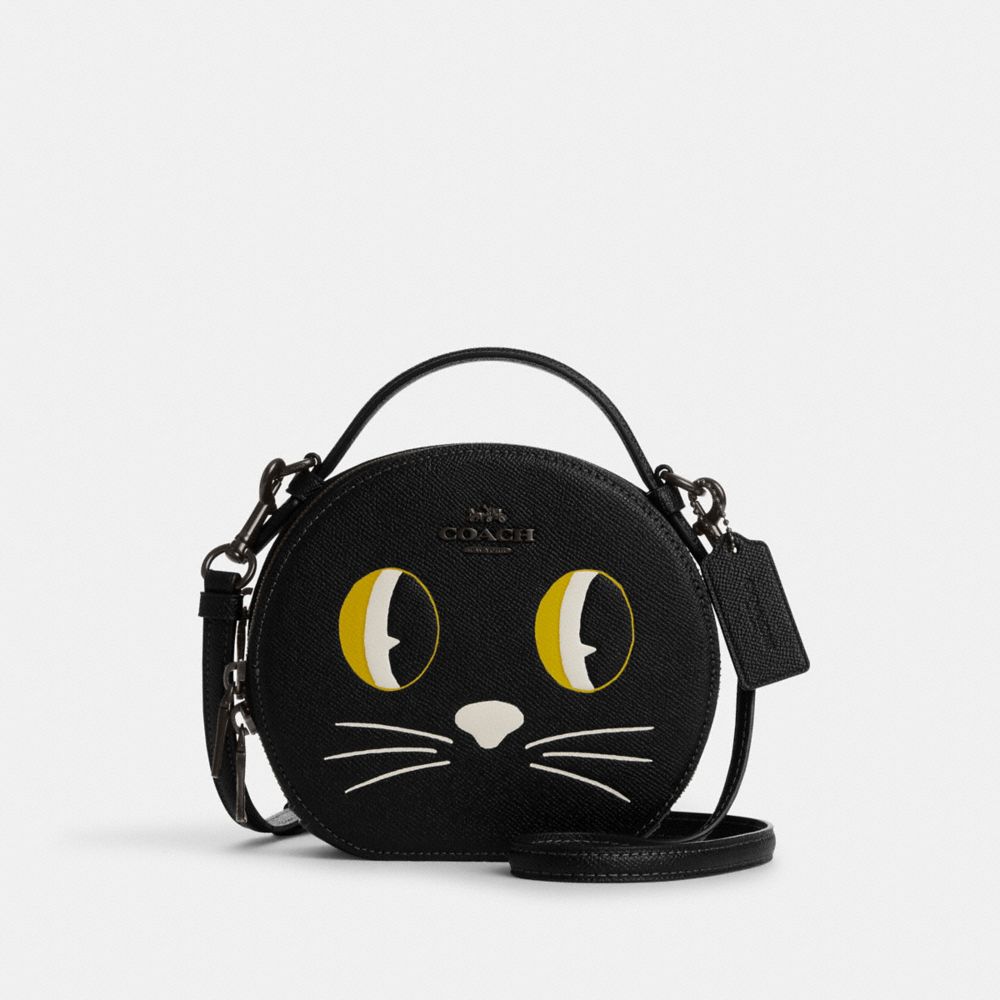 Canteen Crossbody With Halloween Cat - CM769 - Black Copper/Black Multi