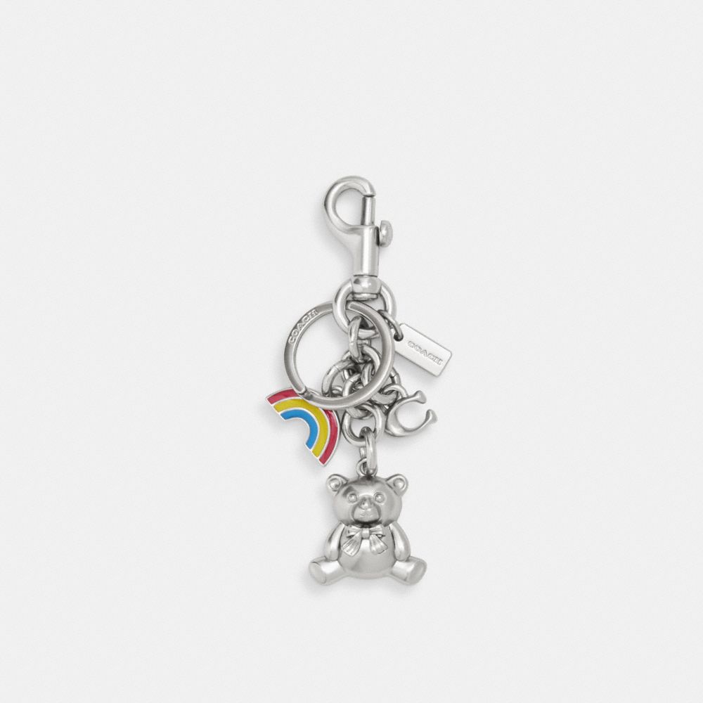 Rainbow Bear Cluster Bag Charm - CM836 - Silver/Silver Multi