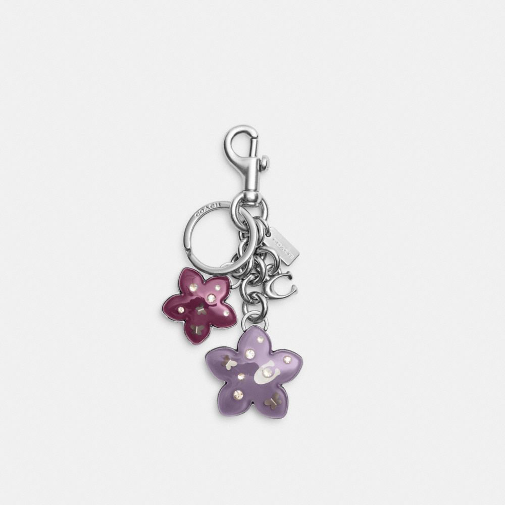 Flower Cluster Bag Charm - CM842 - Silver/Deep Berry/Amethyst