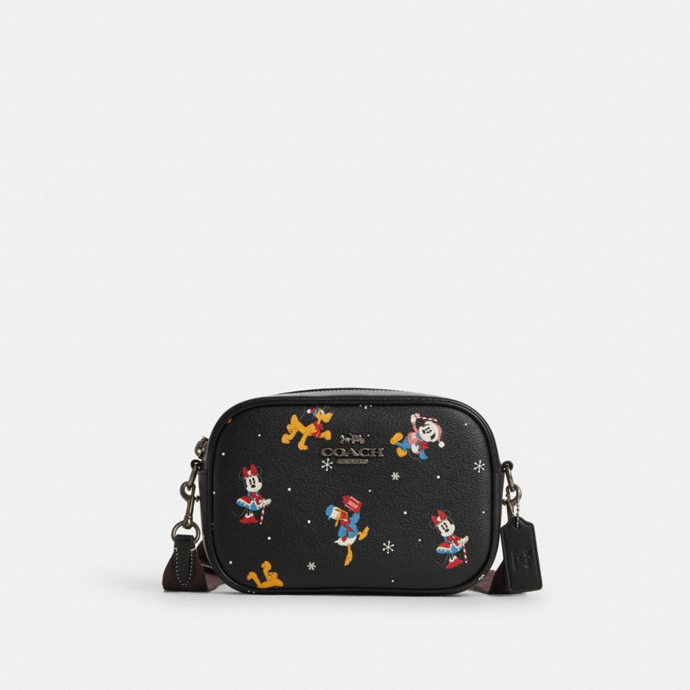 COACH CN027 Disney X Coach Mini Jamie Camera Bag With Holiday Print Gunmetal/Black Multi