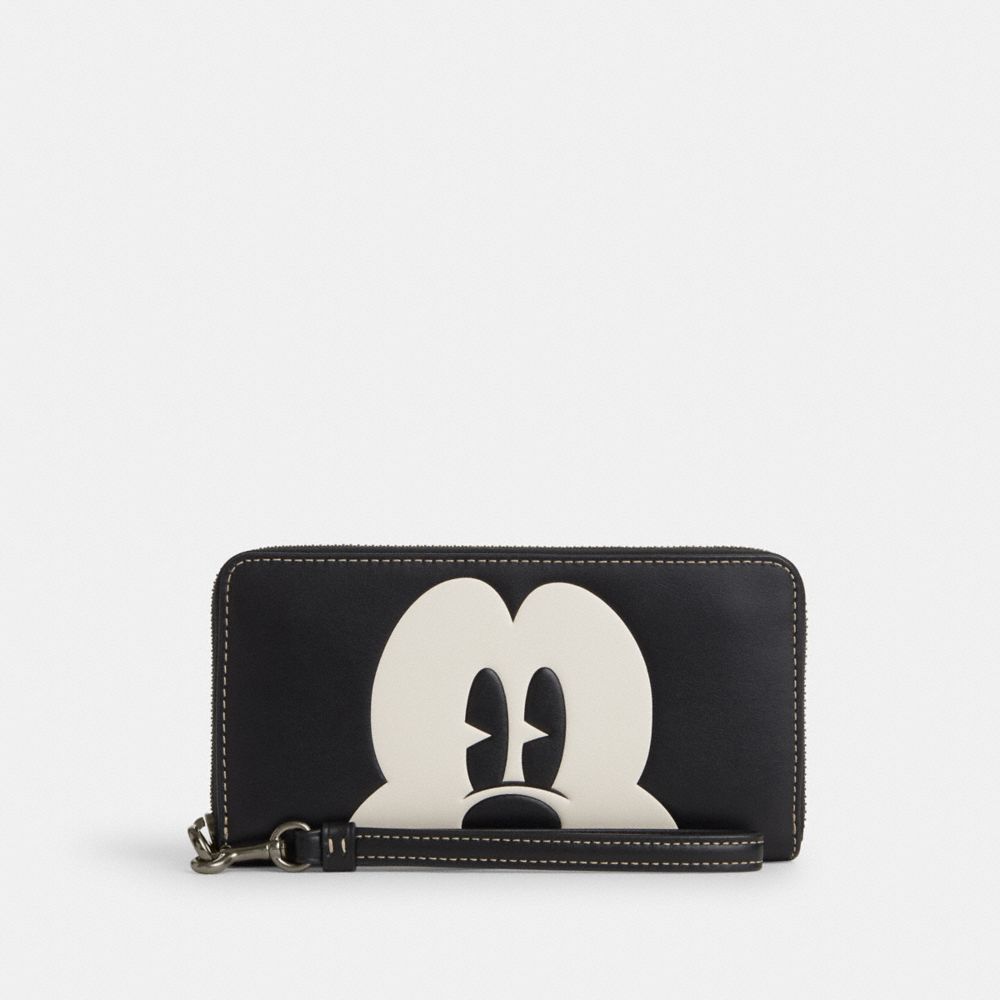 Disney X Coach Long Zip Around Wallet With Mickey Mouse - CN037 - Gunmetal/Black Multi