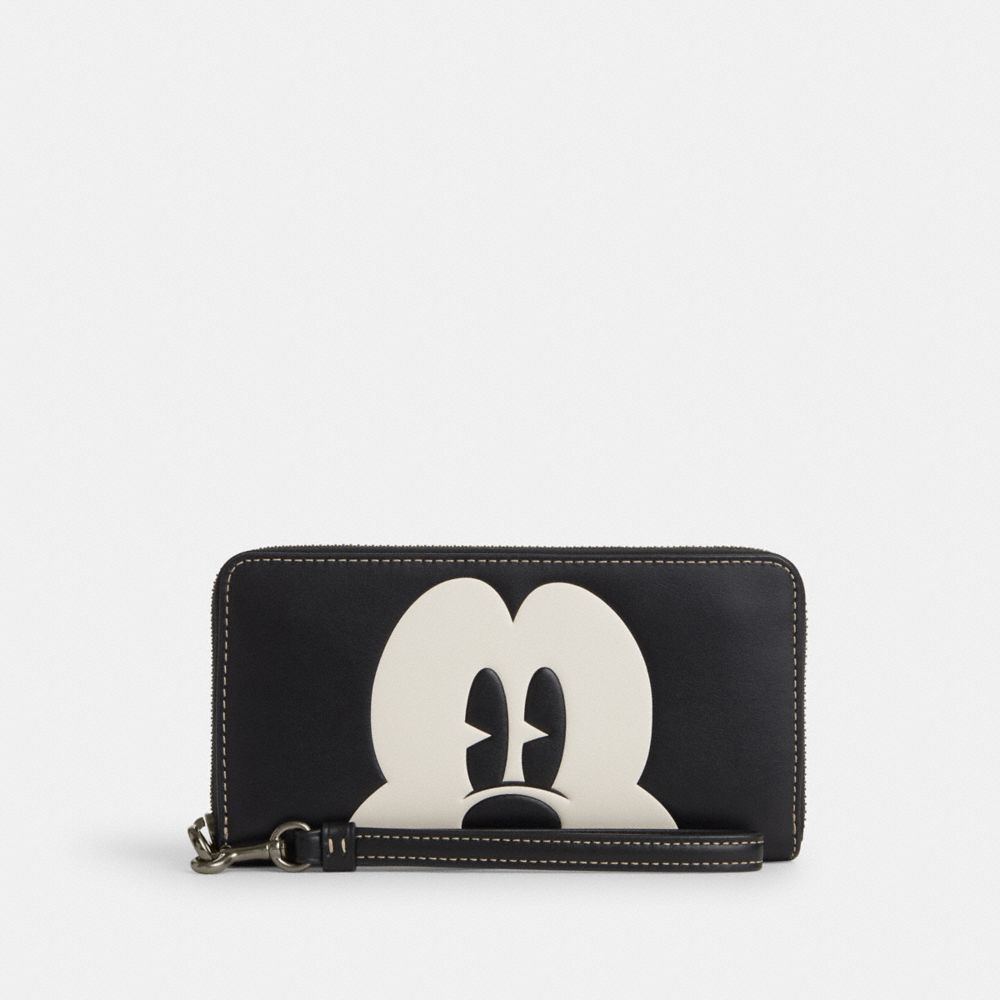 COACH CN037 Disney X Coach Long Zip Around Wallet With Mickey Mouse GUNMETAL/BLACK MULTI