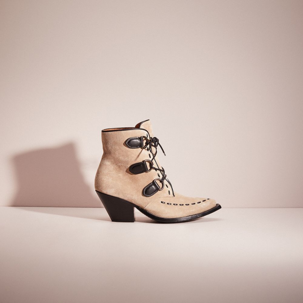 CN076 - Restored Lace Up Chain Bootie Oat