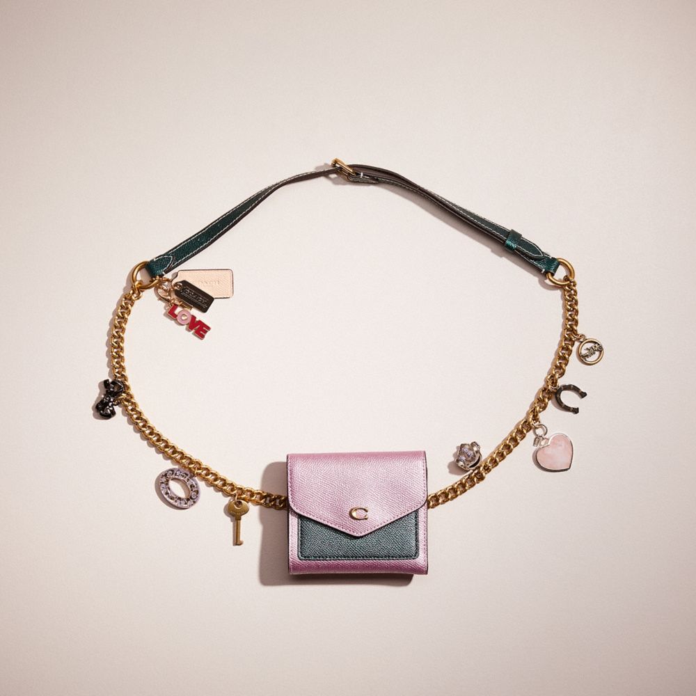 CN192 - Upcrafted Jeweled Chain Belt Bag Creation Brass/Metallic Pink Multi