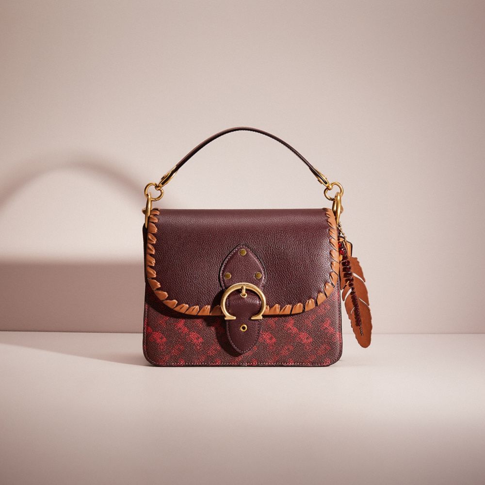 CN234 - Upcrafted Beat Shoulder Bag With Horse And Carriage Print Brass/Oxblood Cranberry
