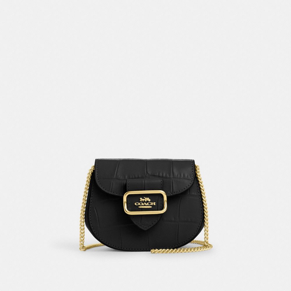 COACH CN379 Morgan Card Case On A Chain Gold/Black