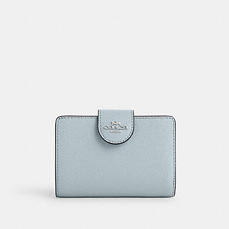 COACH CN394 Medium Corner Zip Wallet Silver/Pale-Blue