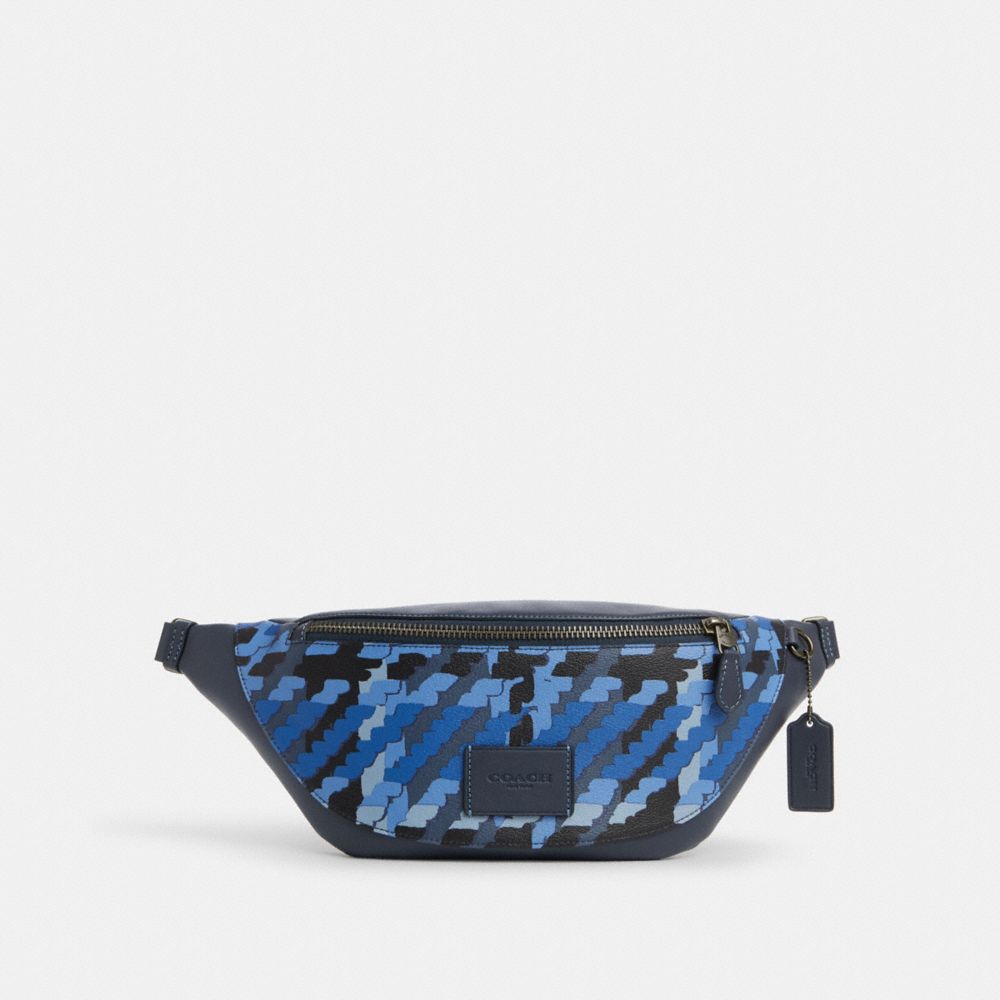 Warren Belt Bag With Plaid Print - CN406 - Gunmetal/Denim Multi